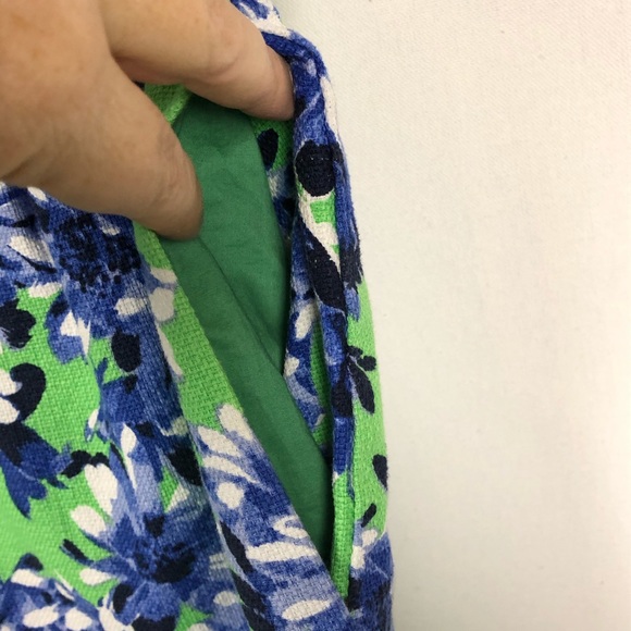 J Crew Dress Sleeveless Green Blue Floral Sheath - Picture 3 of 8